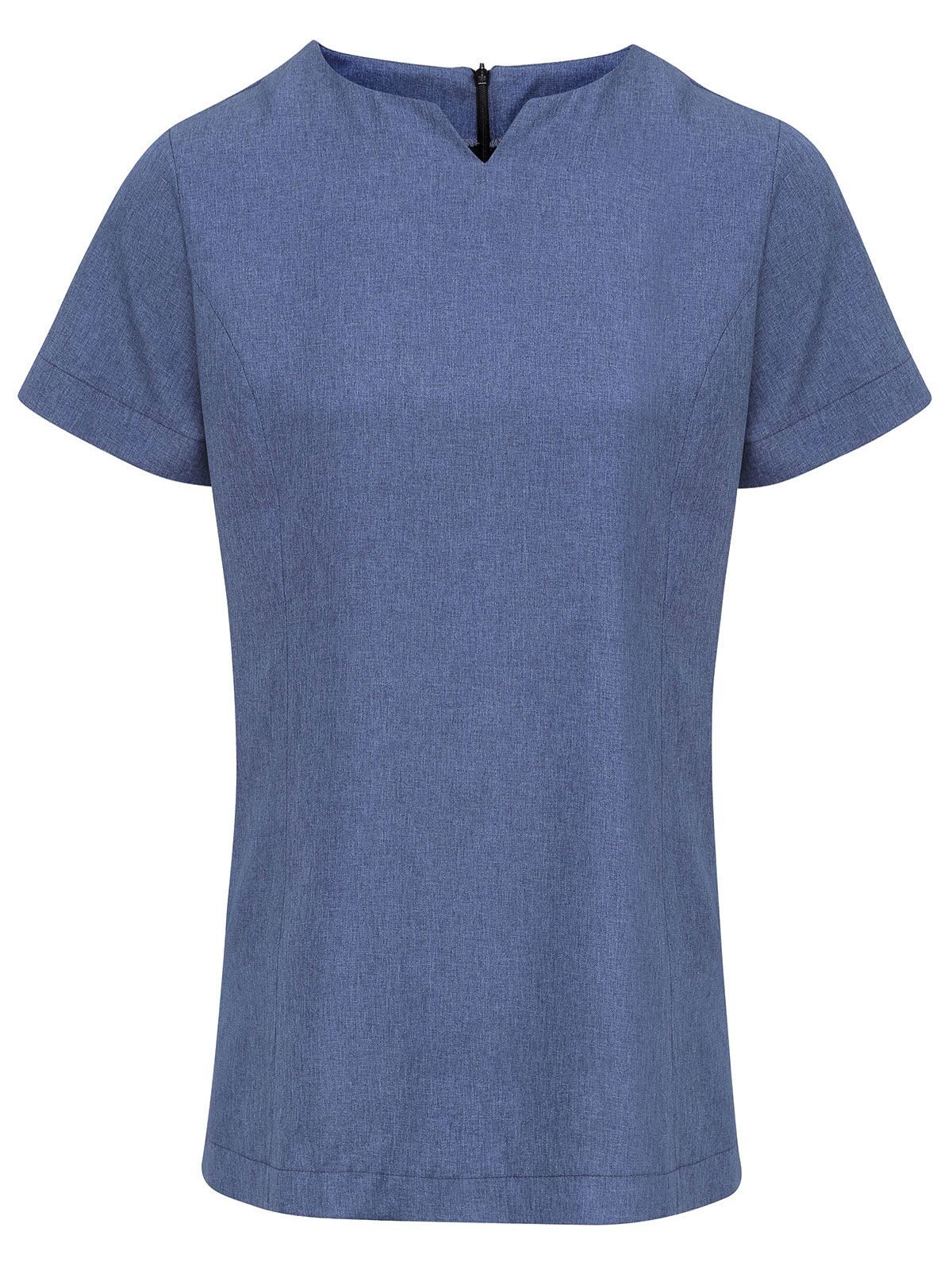 Lila Tunika in Leinenoptik mit Cut-Out-Ausschnitt - BLHE - Blaue Heide