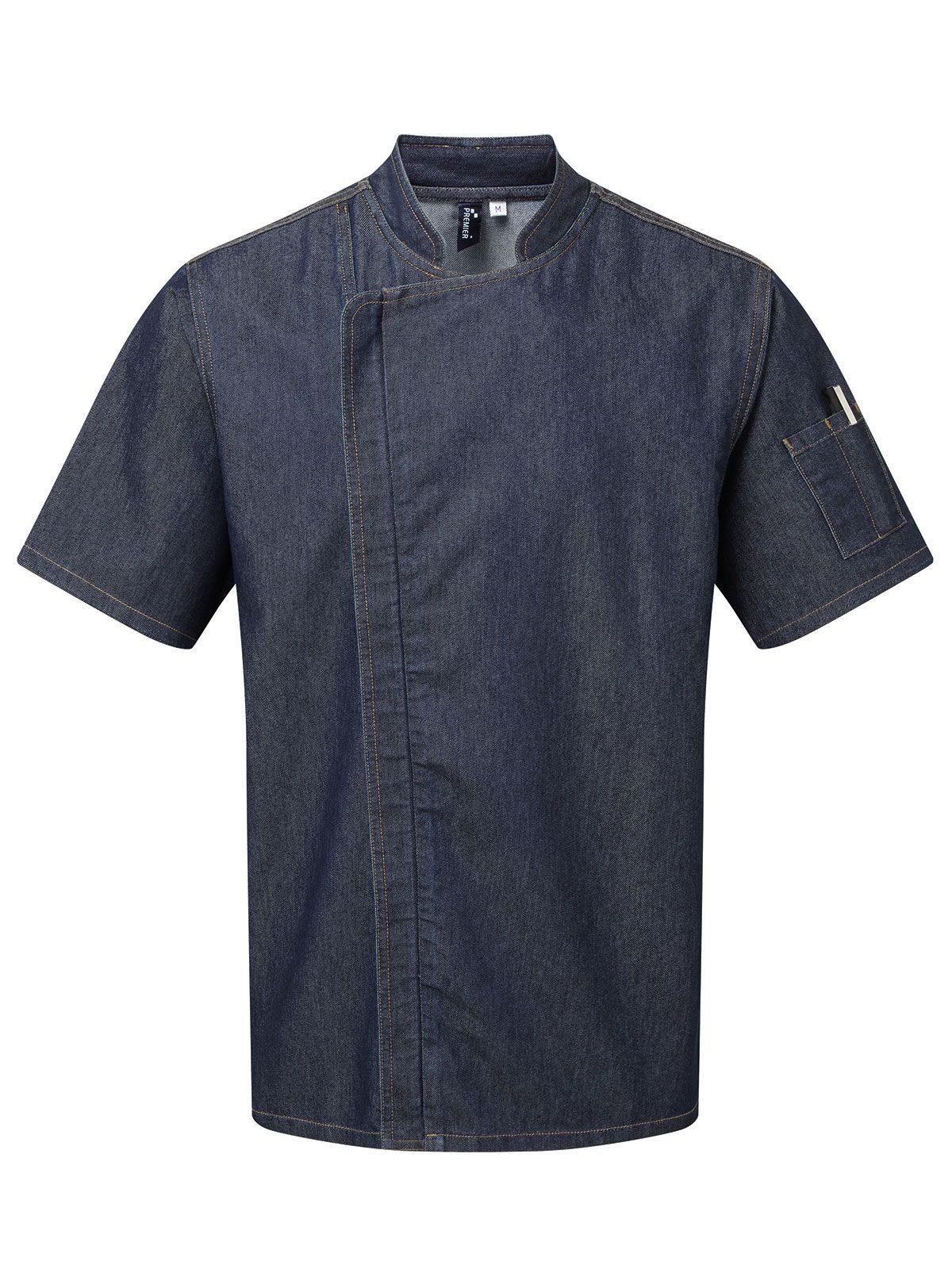 Kochjacke mit Reißverschluss, kurzärmelig - IDEN - Indigo-Denim