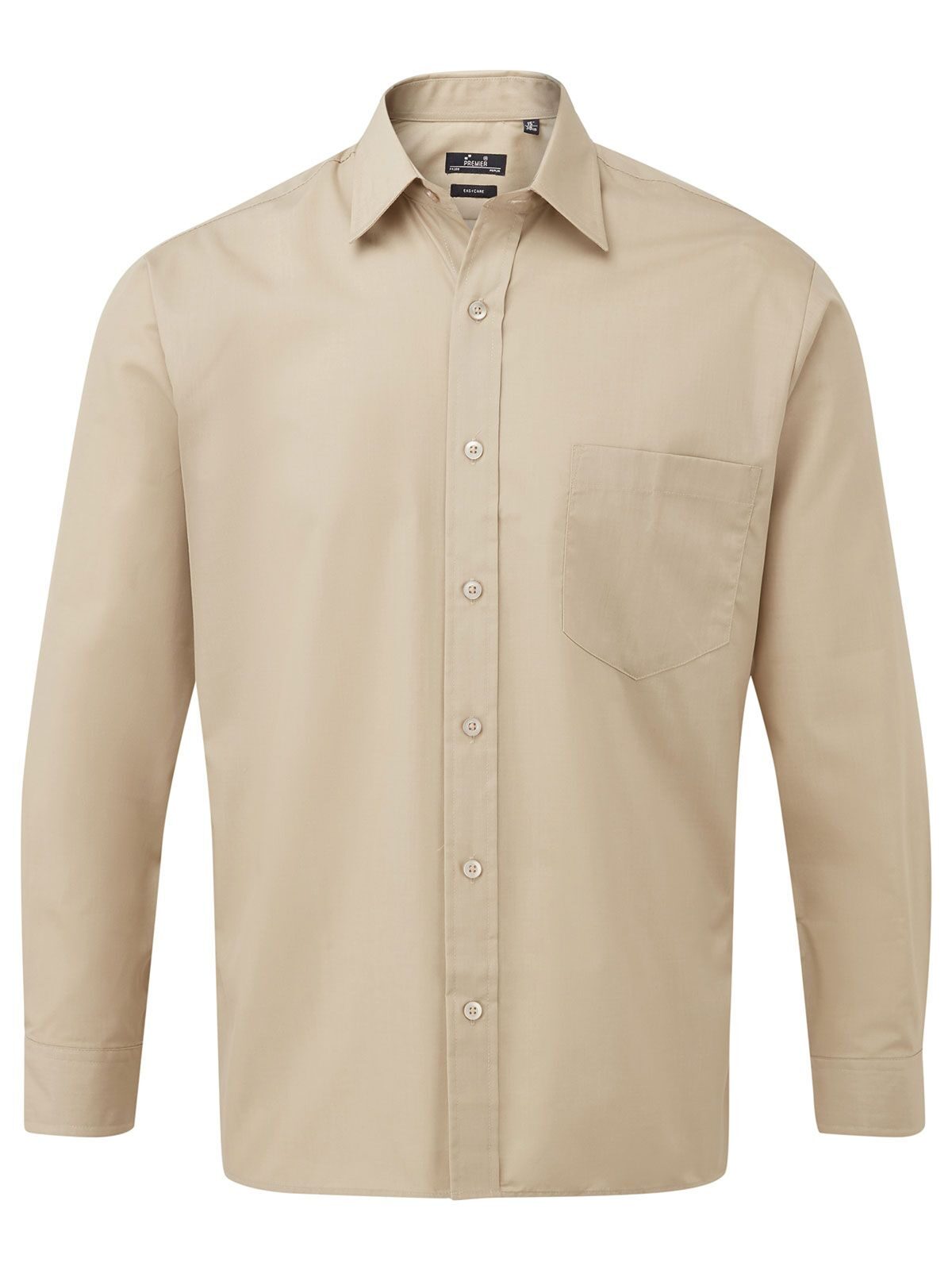 Herren-Popeline-Langarmhemd - KHAK - Khaki