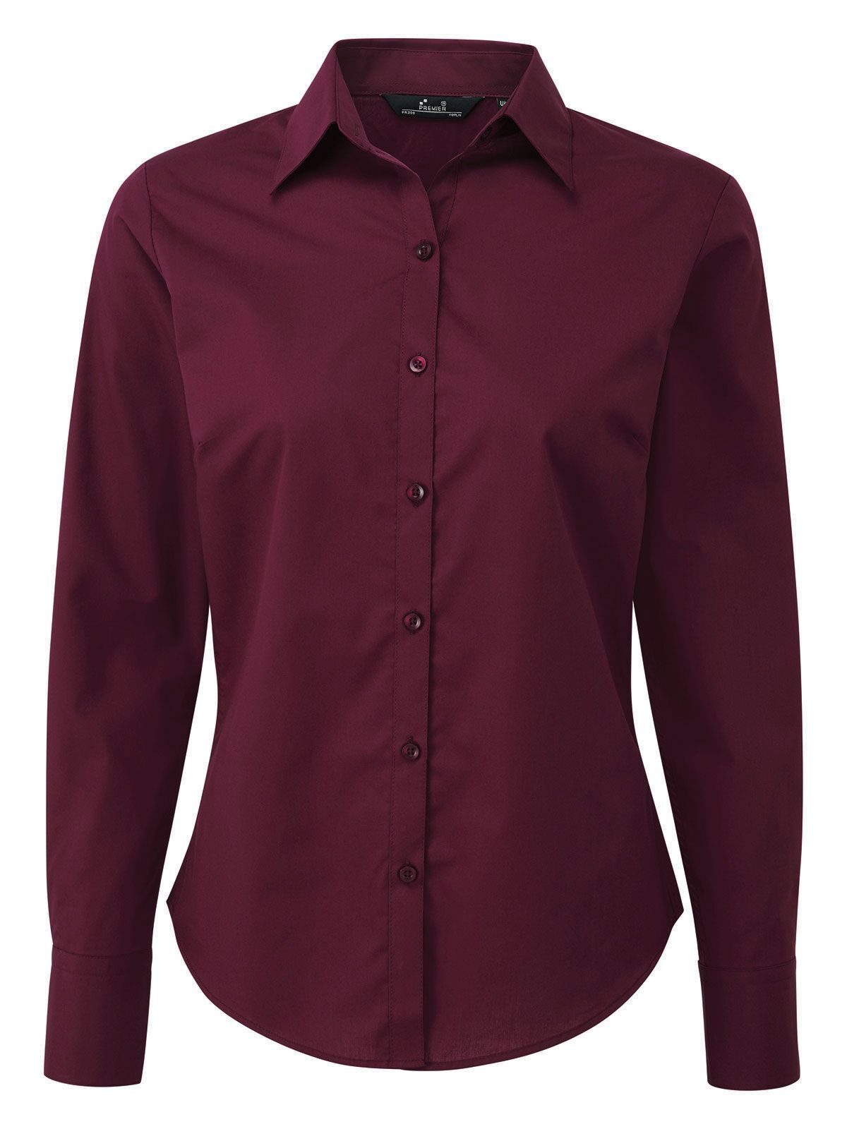 Damenbluse aus Popeline mit langen Ärmeln - AUBE - Aubergine