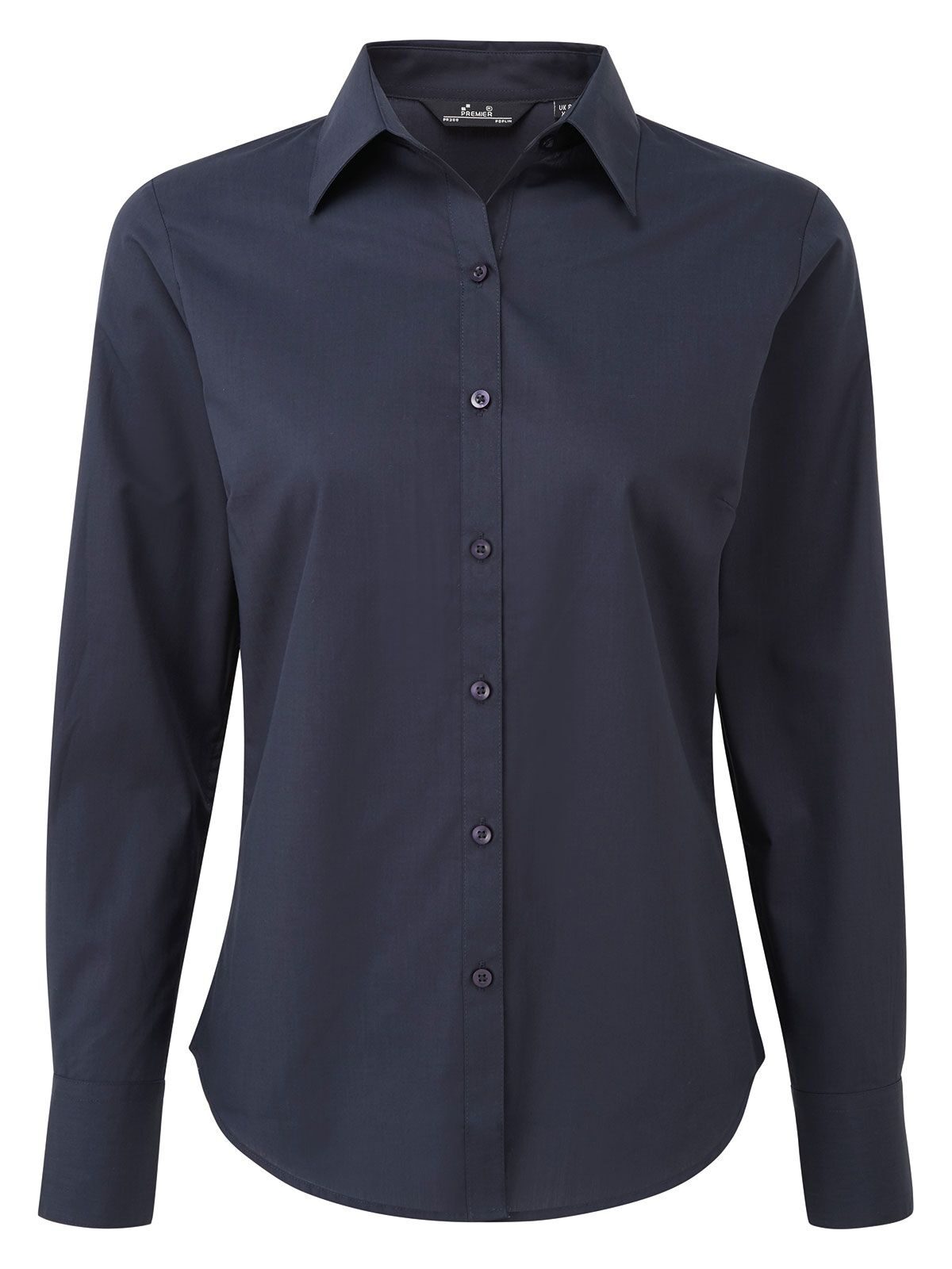 Damenbluse aus Popeline mit langen Ärmeln - NAVY - Marine