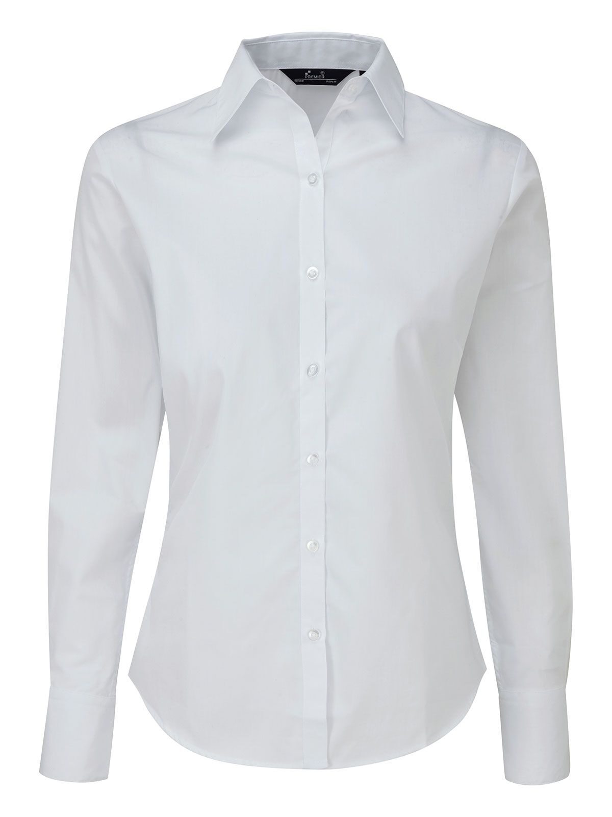 Damenbluse aus Popeline mit langen Ärmeln - WHIT - Weiß