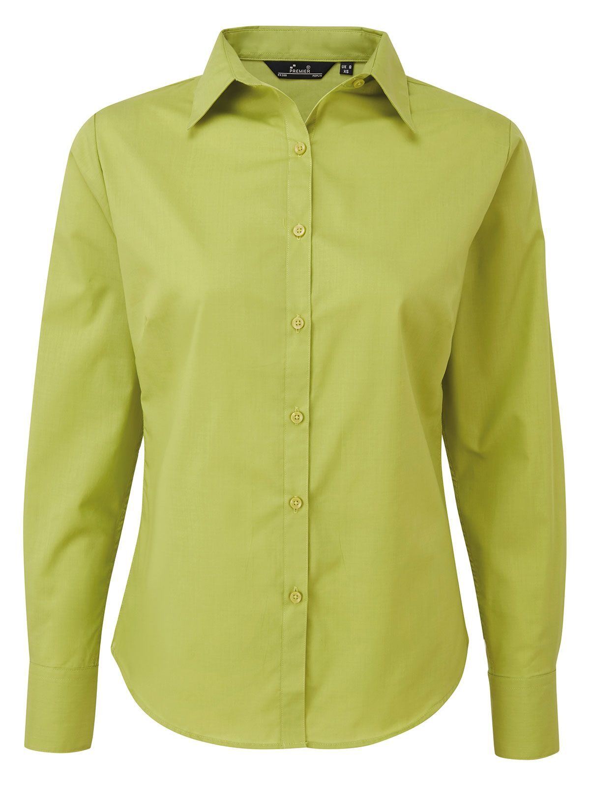 Damenbluse aus Popeline mit langen Ärmeln - LIME - LIMETTE – Limette (ca. Pantone 382C)