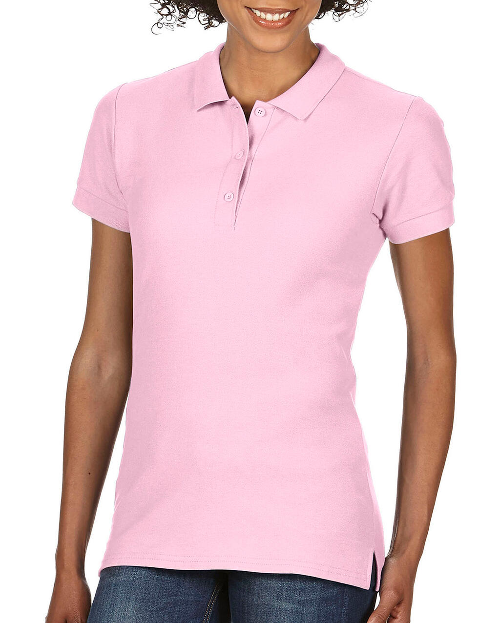 Damen-Poloshirt aus Premium-Baumwolle mit Doppelpiqué-Muster - 20 - Hellrosa