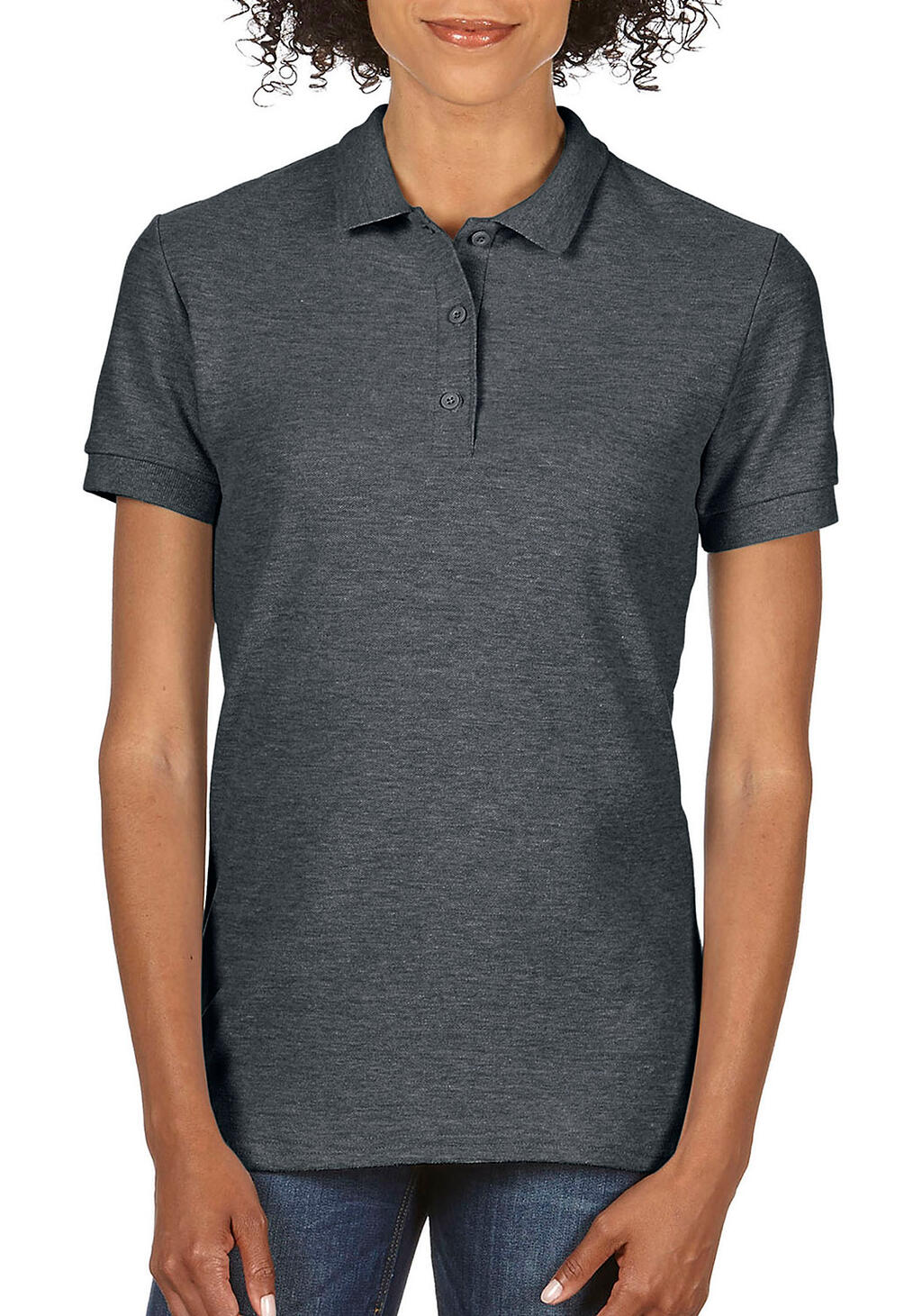 Damen-Poloshirt aus Premium-Baumwolle mit Doppelpiqué-Muster - 108 - Dunkelgrau