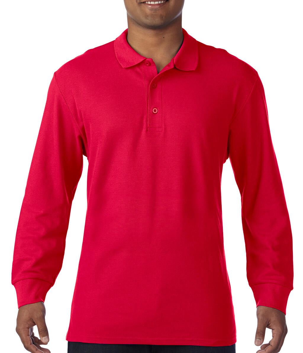 Hochwertiges langärmeliges Poloshirt aus doppelt piquéfarbener Baumwolle